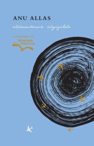 helesinesel tustal kuldesed ja valged lennukid ja suur must  keeris