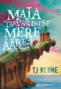 kaljunukile viib tee, kus seisab punane buss ja kaljunukil tipus on maja